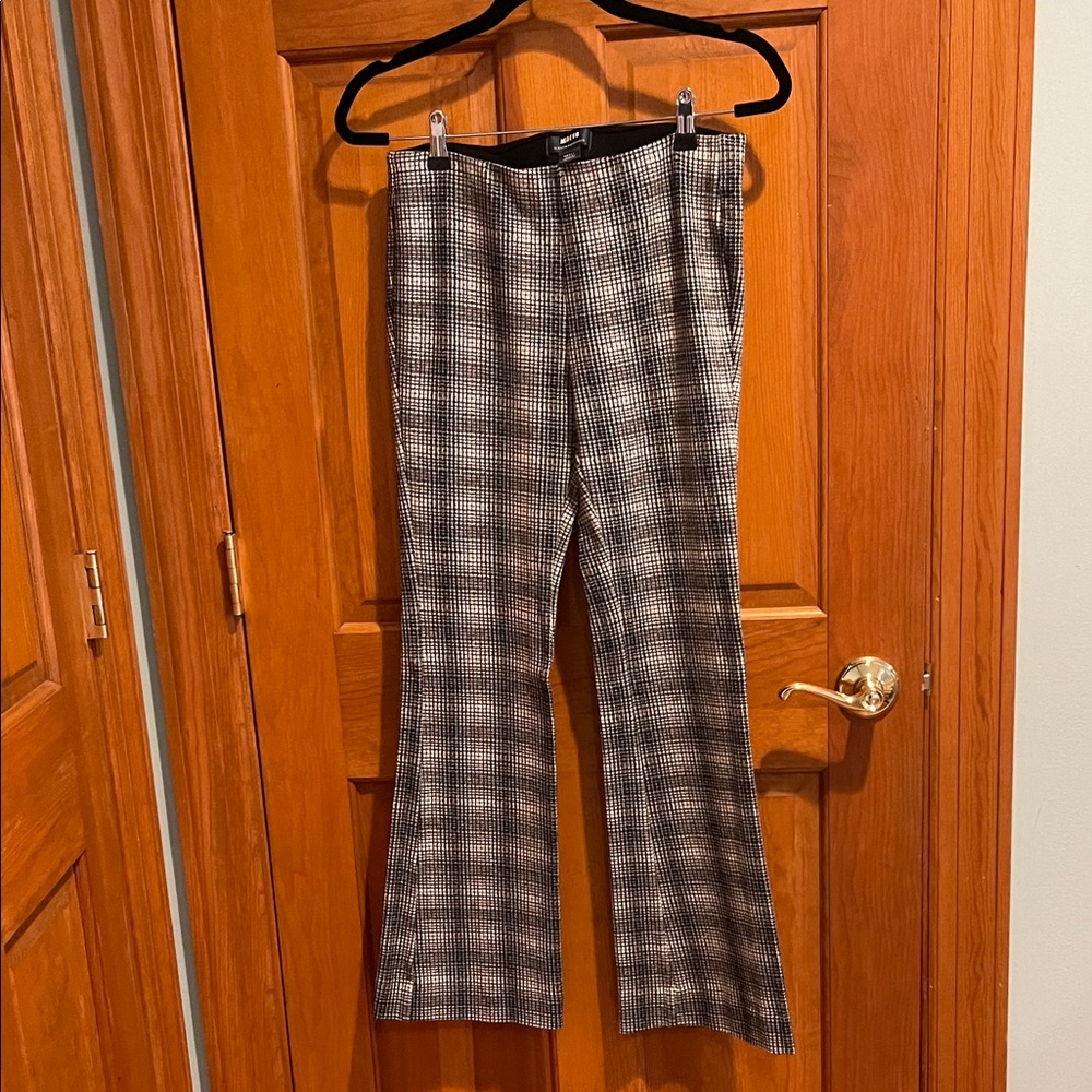 Maeve Black and White Checkered Flare Pants